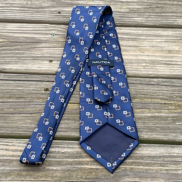 Nautica Men Tie Blue 100% Silk Neck Tie Classic Le - Picture 5 of 10